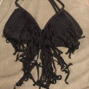 Black fringed bikini top $10, size medium